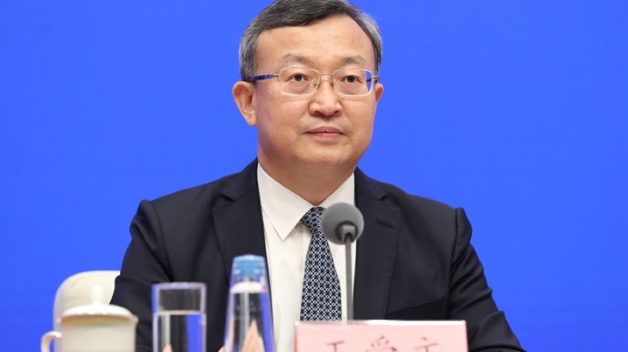 Wang Shouwen, China international trade representative and vice minister of commerce, attends a policy briefing in Beijing on Sept. 27, 2022.