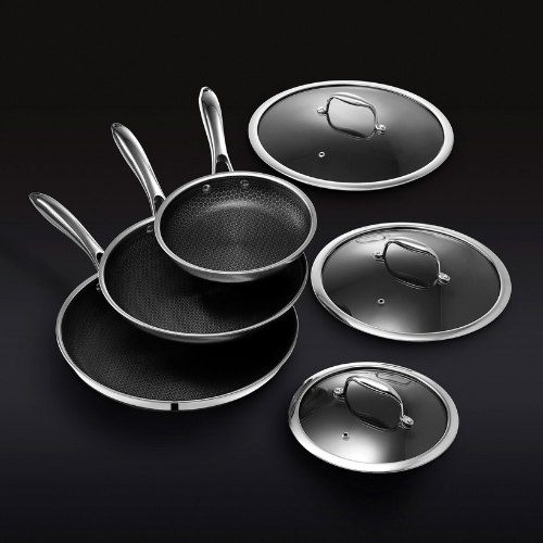 Hexclad 6-Piece Hybrid Cookware Set w/ Lids