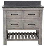 Infurniture - Rustic Fir Single Sink Vanity, Gray, Driftwood With Limestone Top, 36" - Introduce some old-fashioned charm to your bathroom withThis single-sink vanity. The base is made of recycled fir with a fashionably Grey-Driftwood finish for a quaint look, and the marble topAdds a touch of sophistication. One tip-out drawer, one spacious pull-out drawer, and an exposed shelf let youOrganize all your essentials
