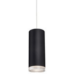 Kuzco - Cameo Single LED Cylinde Shaped Pendant, Black, 4"Dx10"H - PENDANTS -Single LED cylinder shaped pendant with clear crystal disc. Metal details in chrome finish.