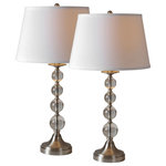 Renwil - Venezia Lamp Set Table Lamp Set of Two - Sold as a set of 2, the Venezia table lamps feature bodies composed of crystal spheres and a satin nickel plated bases. They are topped with off-white linen shades. These are the perfect accents for a pair of bedside tables or even accents in a dining room to create a sense of symmetry. This piece would look amazing in a Transitional-style home.