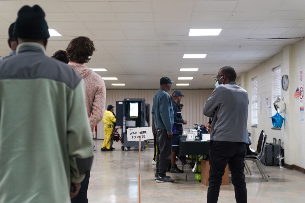 People wait in line to vote in Atlanta.