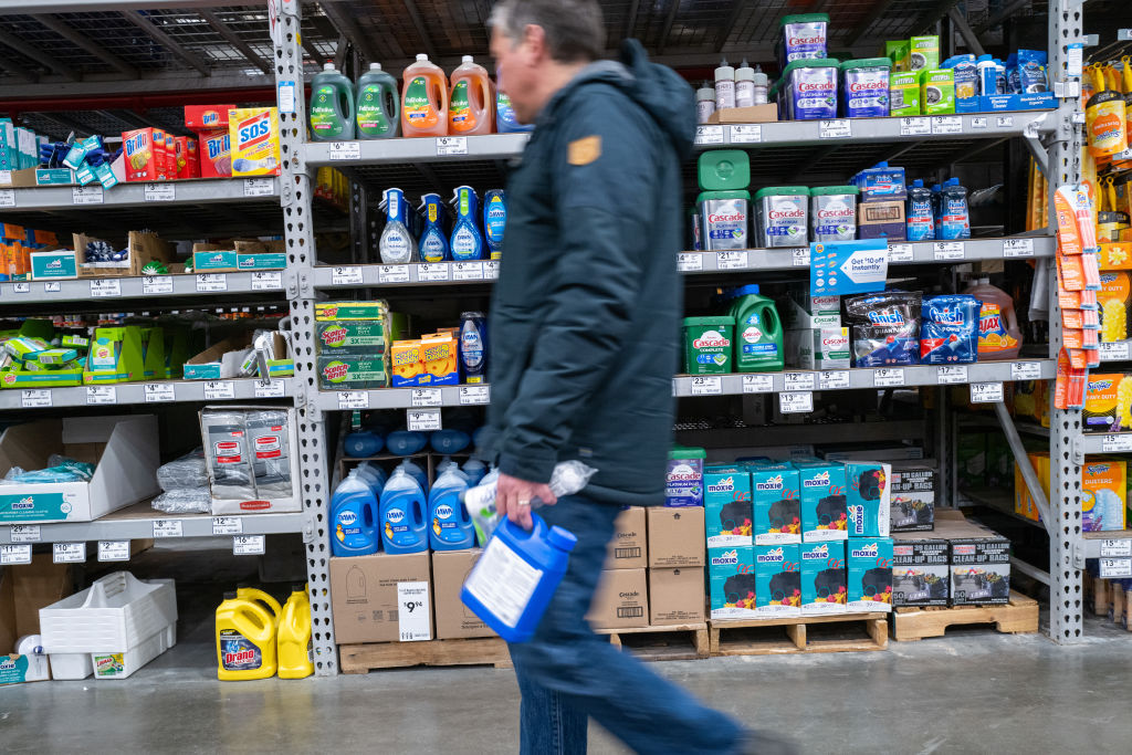 A man shops at a home improvement store.