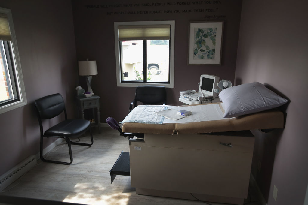 An examination room at a women's health clinic.