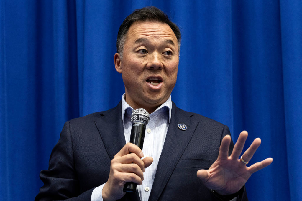 Connecticut Attorney General William Tong speaks at a public meeting.