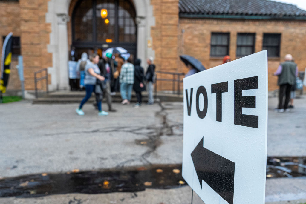 People line up to vote in Milwaukee.