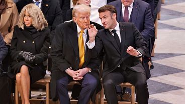 France's Emmanuel Macron and Donald Trump meet in Notre Dame, Paris, in December 2024