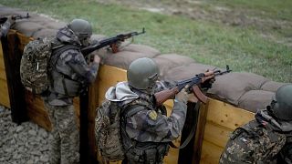 Ukrainische Soldaten trainieren in einem Militärlager in Ostfrankreich, 9. Oktober 2024