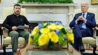 US-Präsident Joe Biden, rechts, und der ukrainische Präsident Wolodymyr Selenskyj bei ihrem Treffen im Weißen Haus in Washington im September 2024.