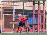 Senior citizens show off their skills on the football field