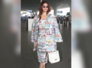 Newlywed Keerthy Suresh turns heads with her newspaper print dress at the airport