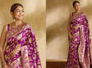 Mrunal Thakur just wore the most regal purple Banarasi silk saree