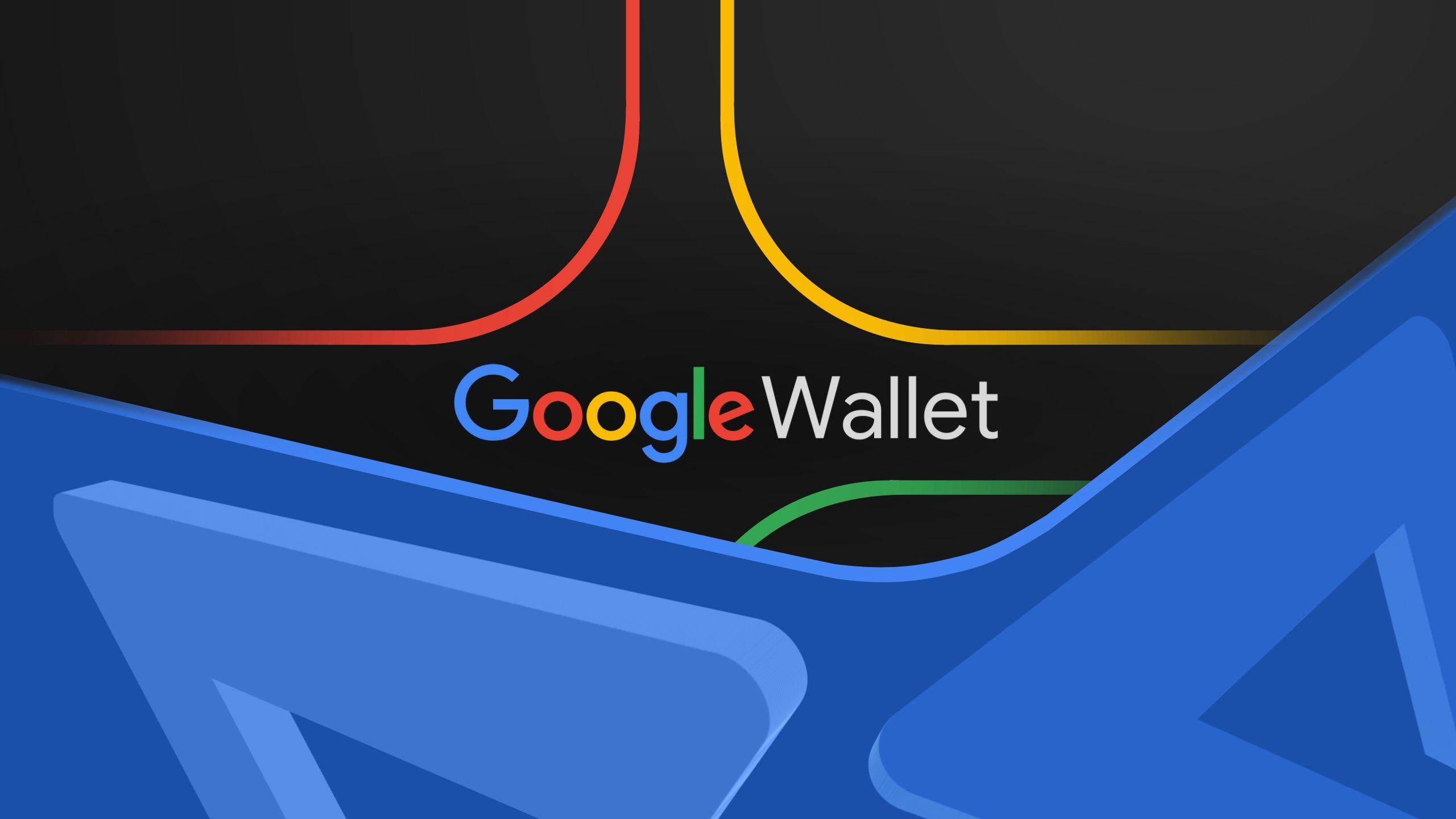 The words 'Google Wallet' against a black background with multi-color objects surrouding the words