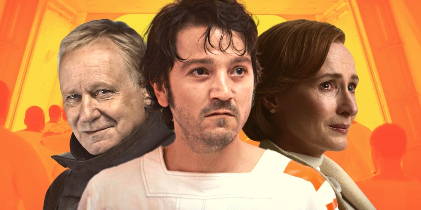 Diego Luna, Stellan Skarsgård, and Genevieve O'Reilly in Andor