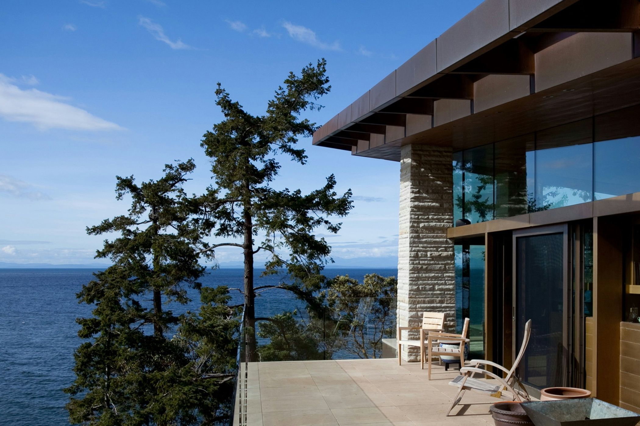 External Shot of Modern Home Overlooking the Ocean