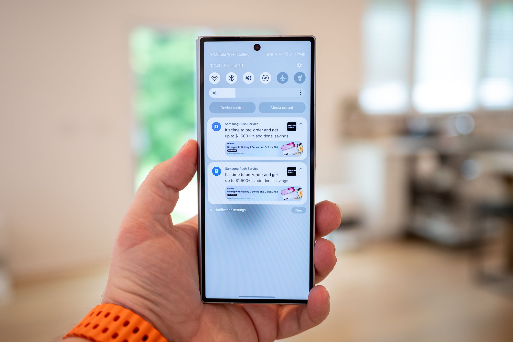 Notification ads on the Samsung Galaxy Z Fold 6