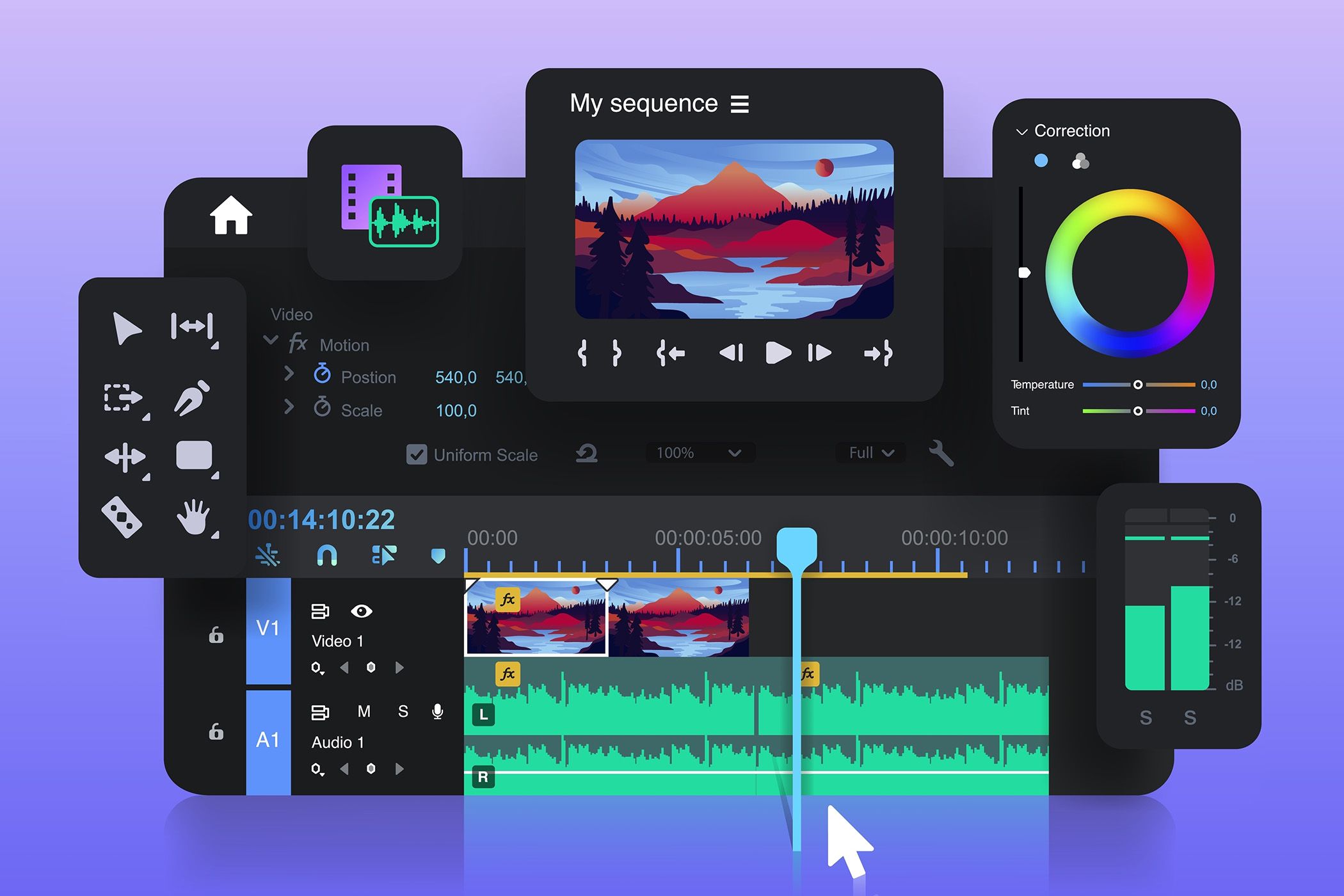 Vector design of a video editing tool