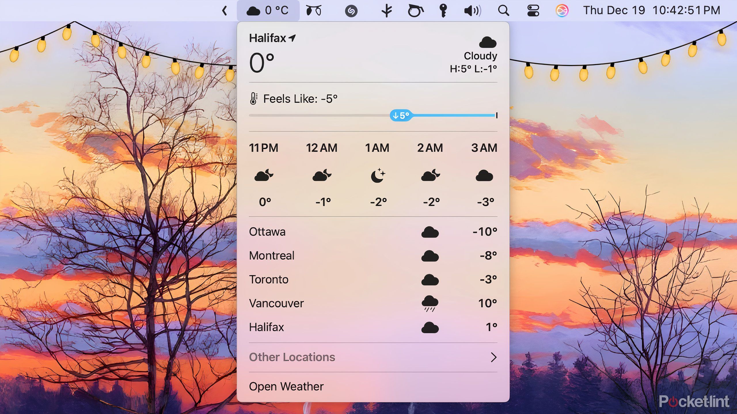 macOS 15.2 Sequoia weather widget menu bar