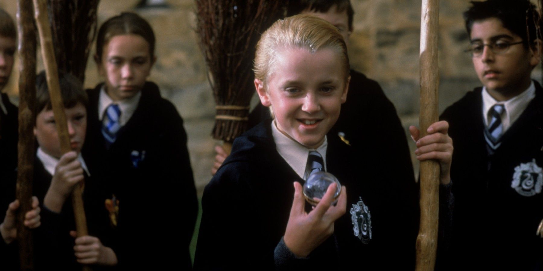 Tom Felton as Draco Malfoy in one of the early Harry Potter movies.