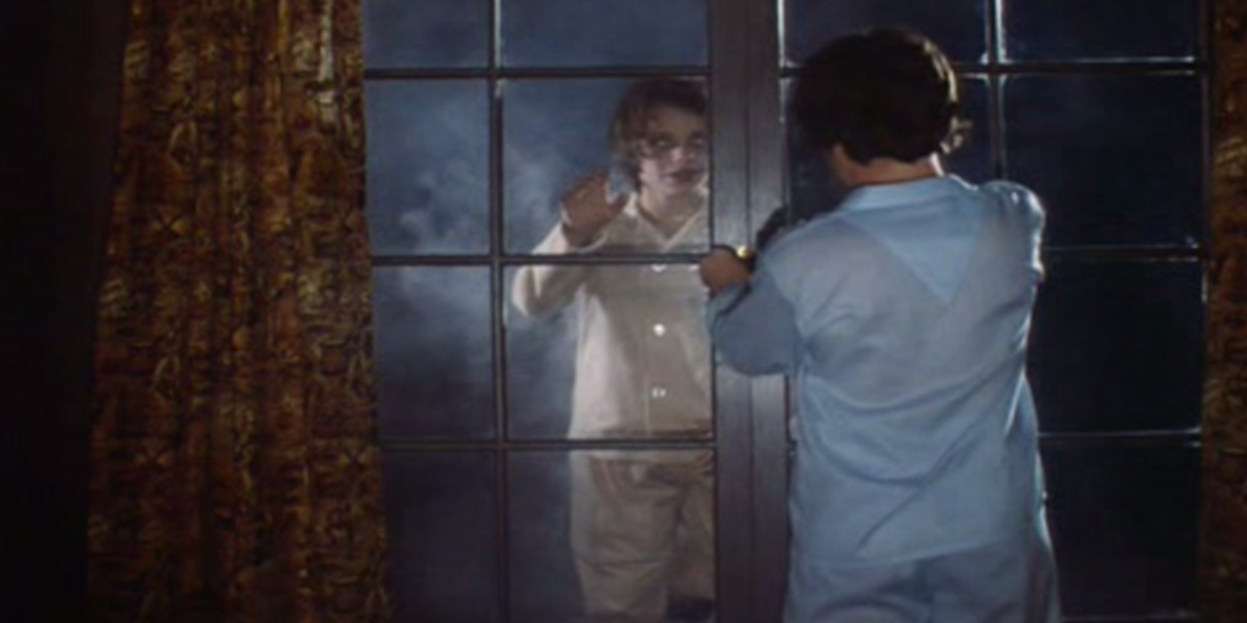 A vampire body taps on his friend's window in the infamous Salem's Lot window scene