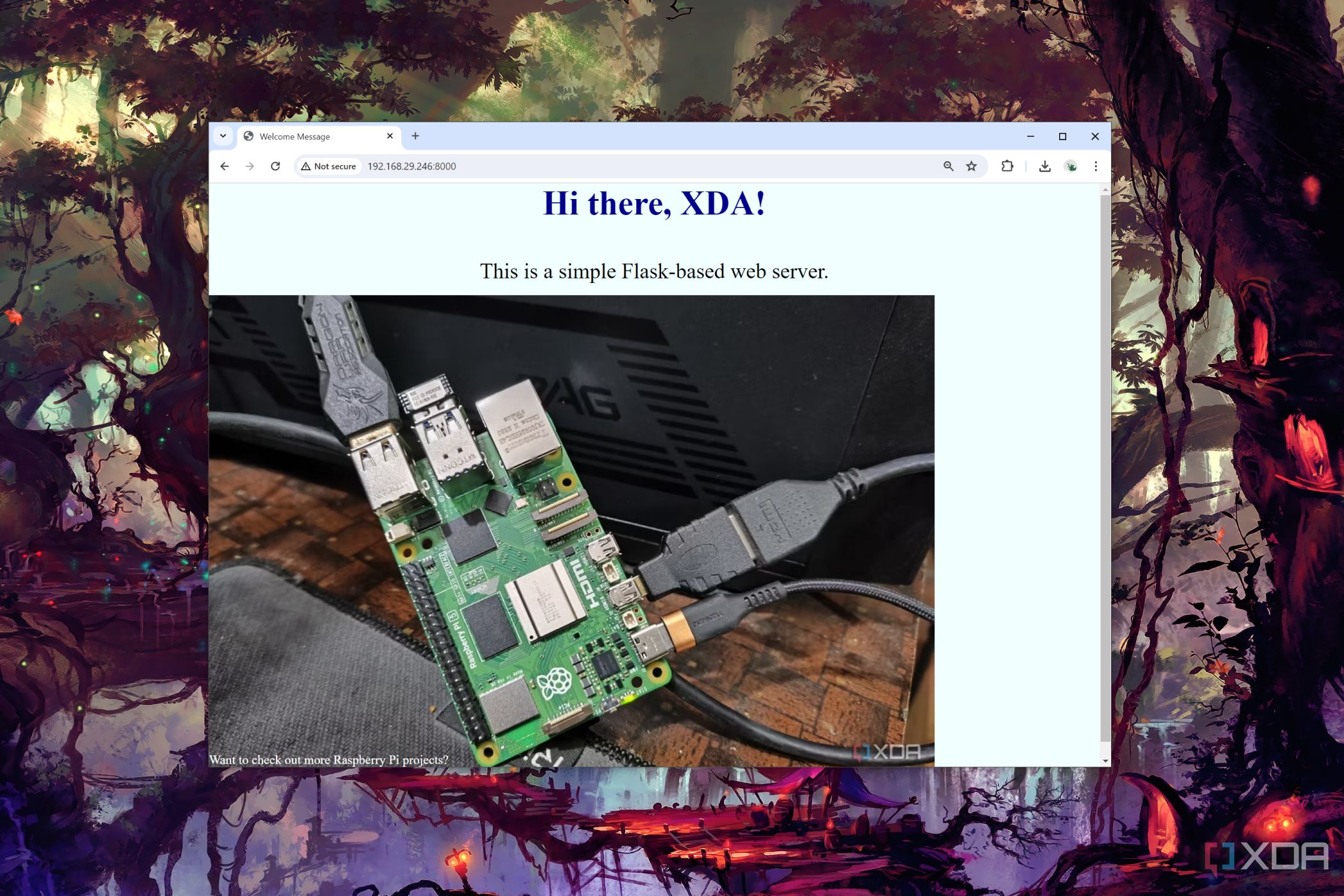 A Flask-based web server running on the Raspberry Pi 5