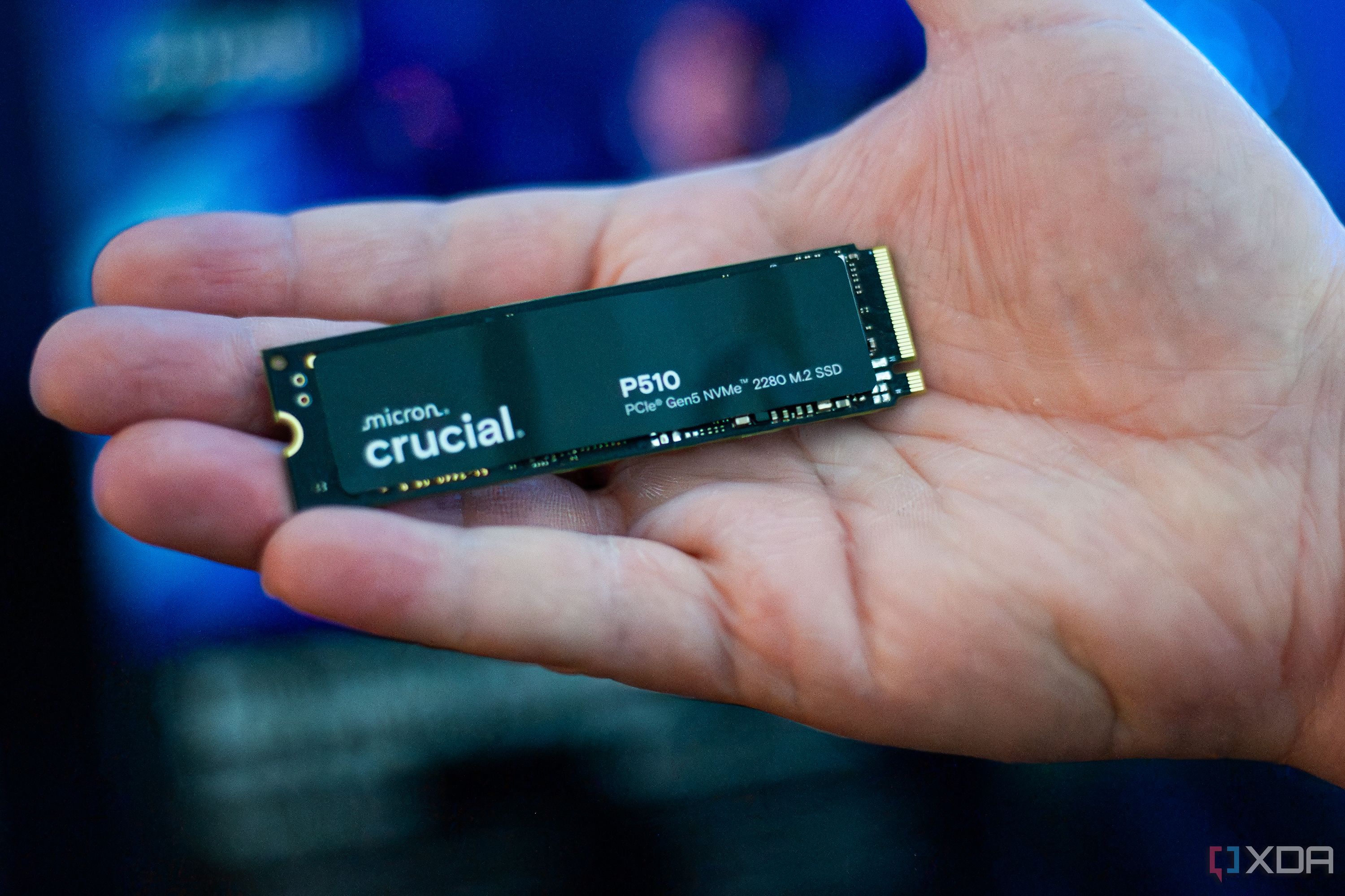 image of micron P150 SSD in hand