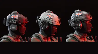 Helmets with UK patch