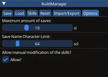 Customize the mod's options