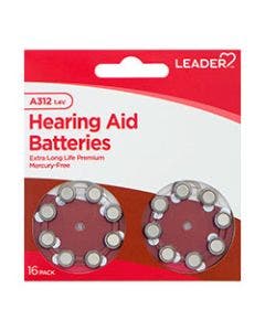 Leader A10 Hearing Aid Batteries - 16 Count