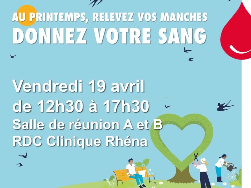 Don de sang à Rhéna le 19 avril prochain !