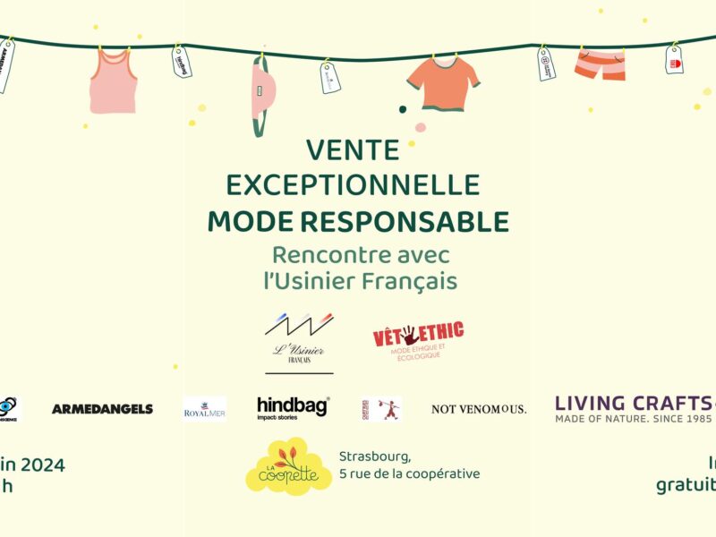 Vente exceptionnelle - Mode responsable le jeudi 27 juin 2024 à la Coopette.