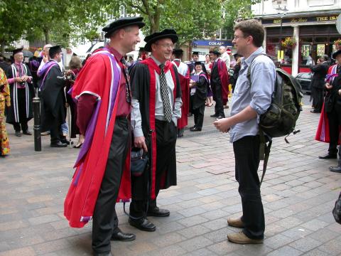 Me, Dave Martill and Darren, sharing a joke about astrapotheres or something.