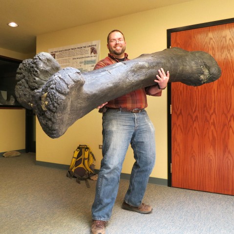 Matt with MWC Apatosaurus femur