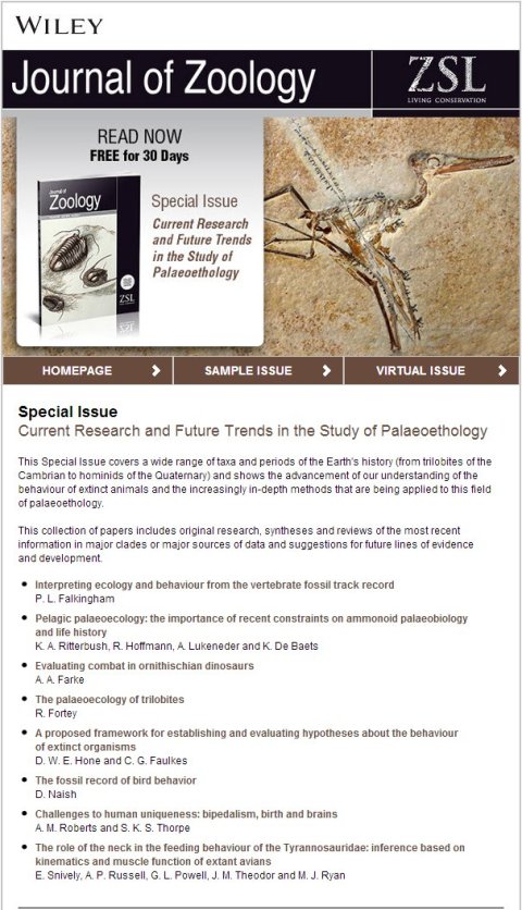 JZool paleoethology special issue