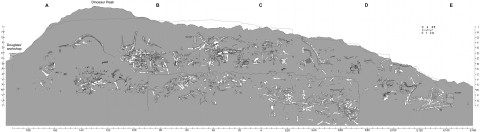 Carpenter (2013:fig 10): map of the Carnegie quarry, composited from parts A-E.