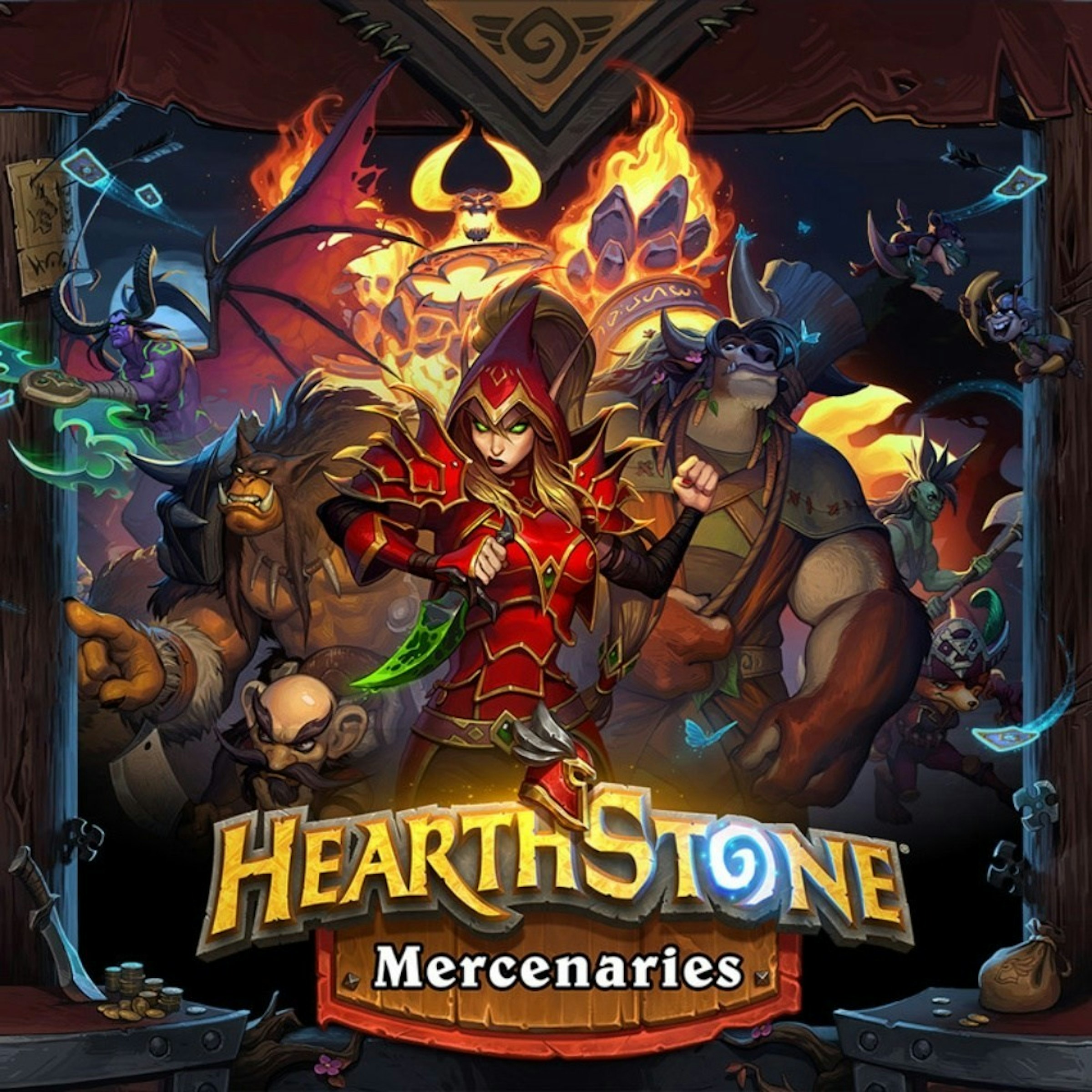 照片中提到了HEARTHSTONE、Mercenaries，包含了電腦遊戲、그랑사가、爐石傳說、暗黑破壞神不朽、紙牌遊戲