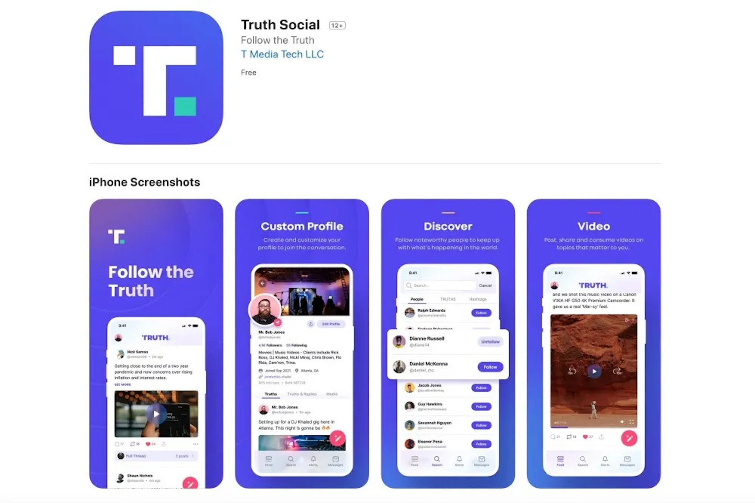 川普新創社群平台「TRUTH Social」上架 App Store 介面與 Twitter 相似