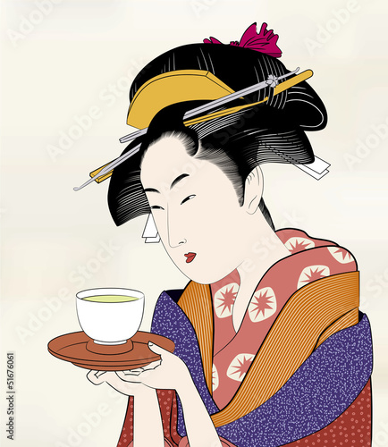 "浮世絵 江戸美人画16"Fotolia.com の ストック画像とロイヤリティフリーのベクターファイル - Pic 51676061