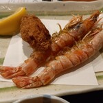 嘉文 - 海老の塩焼き、カキフライ