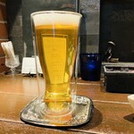 レ ジロンデル - 我が家ではダブルウォールグラス愛用してますが、ビールでの提供でお店では初めて՞⸝⸝ᵒ̴̶̷  ᵒ̴̶̷⸝⸝՞✨保冷＆保温効果に優れていて結露しなくて良いんですよね～✩⋆*॰¨̮⋆｡˚(* ´  ` *)ᐝ✨