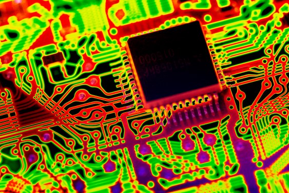 Computer chip in circuit board