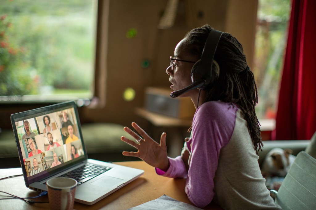 Afro-caribbean woman working from home during the Covid lockdown