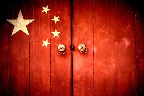 The China flag painted on the door