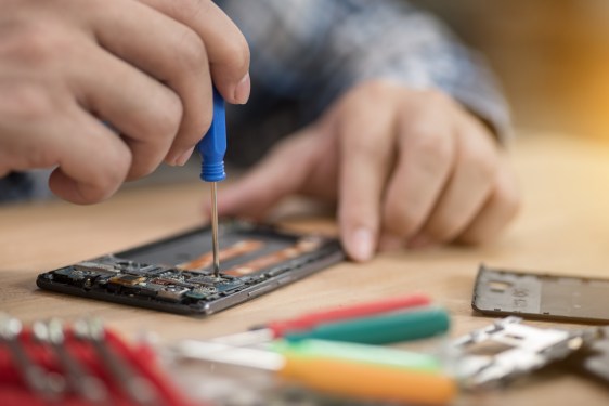 Mobile phone repair, closeup