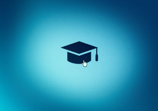 Close up of mortarboard icon on computer screen