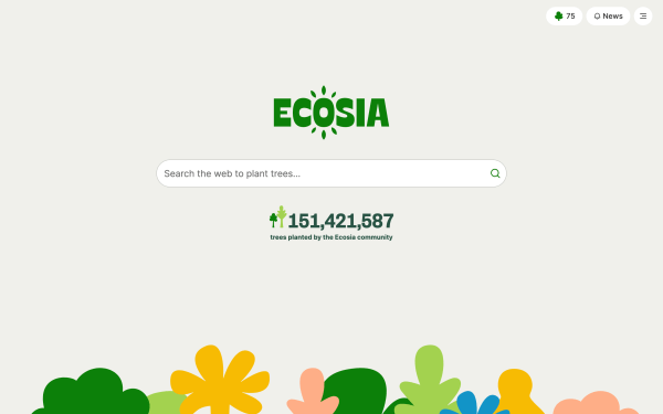 Ecosia search engine's refreshed look search page