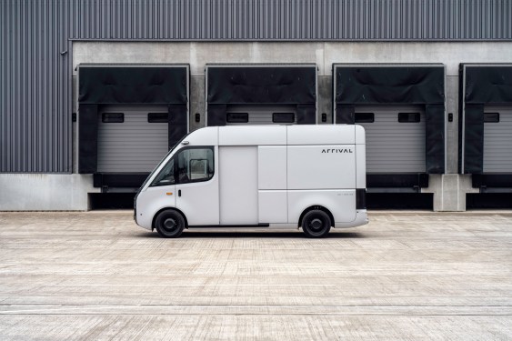 Arrival EV Van parked at loading docks