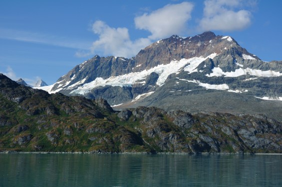 mountains with lake in foreground