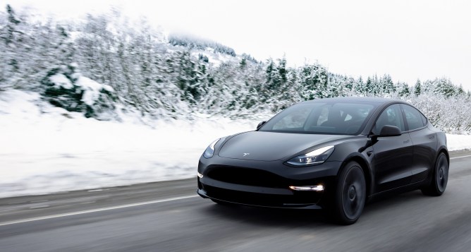 Tesla Model 3 in Snow