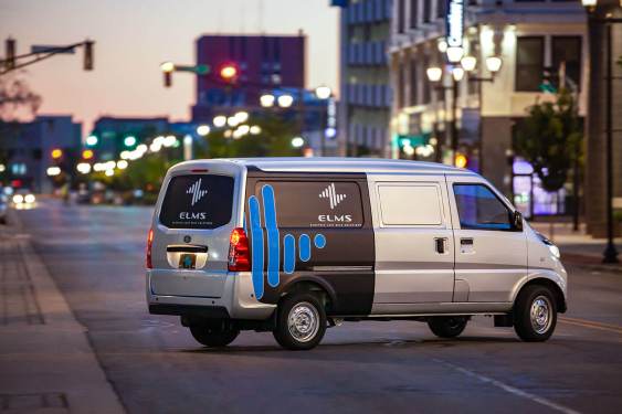 a van in the middle of a street